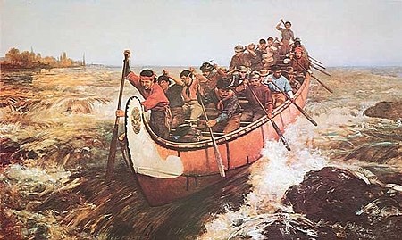 Shooting the Rapids, 1879 by Frances Anne Hopkins, Public Domain